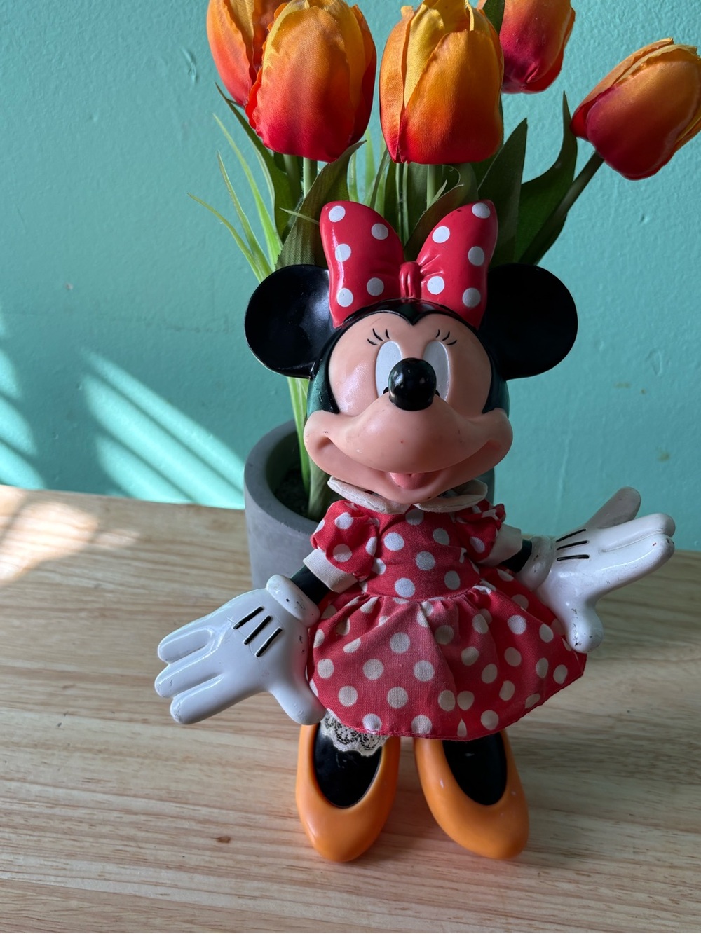 Vintage Disney Minnie Mouse Red & White Polka Dot Dress Figurine